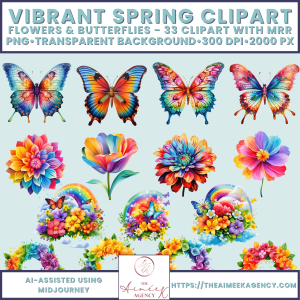 Vibrant Spring Flowers & Butterflies Clipart Pack