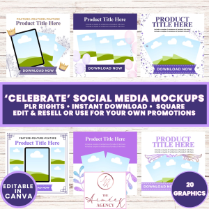 Celebrate Social Media Mockups- Square - PLR Rights