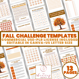 Fall into Fun: Printable Challenge Templates - PLR Rights