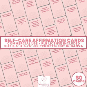 Self-Care Affirmation Cards - PLR Rights