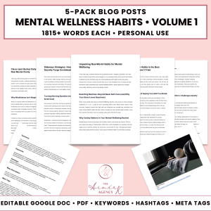 Mental Wellness Habits Blog Post Pack V1- PU