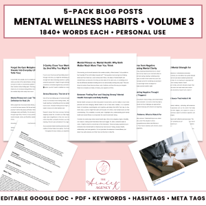 Mental Wellness Habits Blog Post Pack V3- PU