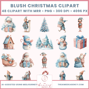 Blush Christmas Clipart Pack- MRR