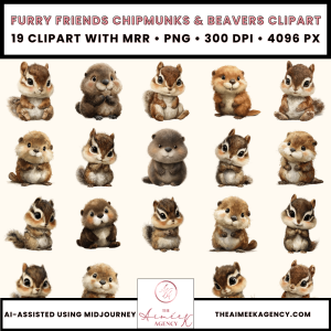 Furry Friends Chipmunks & Beavers Clipart Pack- MRR