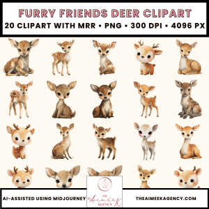Furry Friends Deer Clipart Pack- MRR
