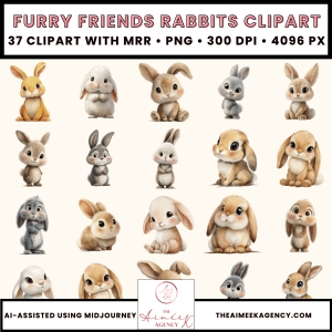 Furry Friends Rabbits Clipart Pack- MRR