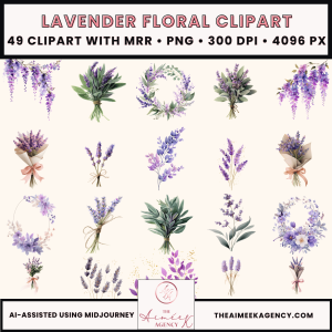 Lavender Floral Clipart Pack- MRR