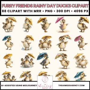 Furry Friends Rainy Day Ducks Clipart Pack- MRR