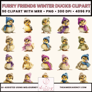 Furry Friends Winter Ducks Clipart Pack- MRR