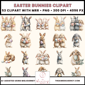 Easter Bunnies Clipart Pack- MRR