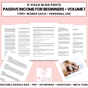 Passive Income for Beginners Blog Post Pack V1- PU