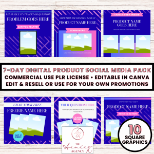 7-Day Digital Product Social Media Pack- PLR