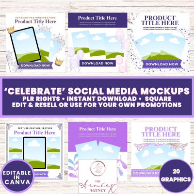 Celebrate Social Media Mockups- Square - PLR Rights