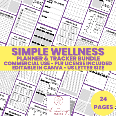 Simple Wellness Planner & Tracker Bundle - PLR  Rights