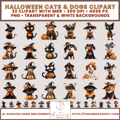 Halloween Cats & Dogs Clipart Pack