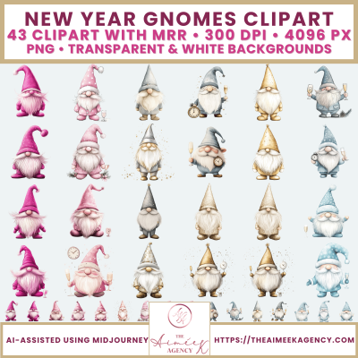 New Year Gnomes Clipart Pack