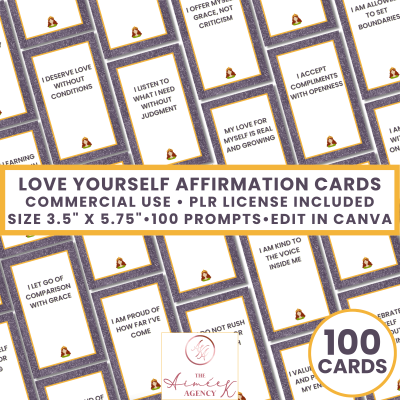 Love Yourself Affirmation Card Deck- PLR