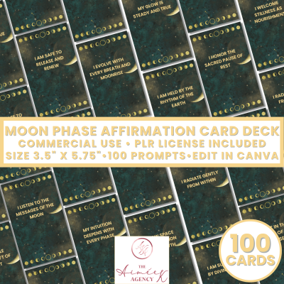 Moon Phase Affirmation Card Deck- PLR