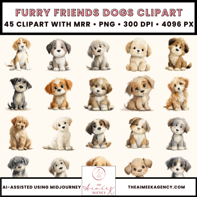 Furry Friends Dogs Clipart Pack- MRR