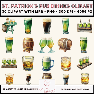 St. Patrick's Pub Drinks Clipart Pack- MRR
