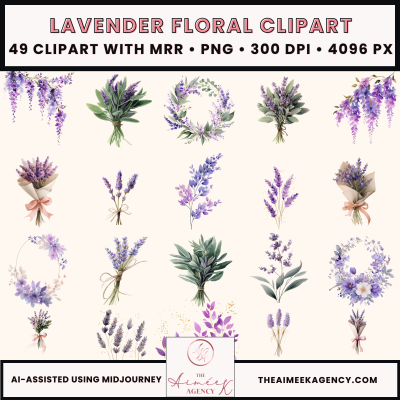 Lavender Floral Clipart Pack- MRR