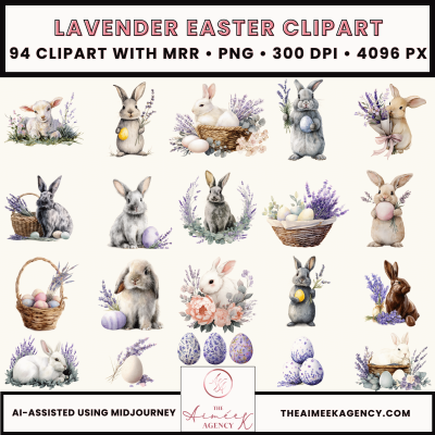 Lavender Easter Clipart Pack- MRR