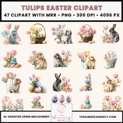 Tulips Easter Clipart Pack- MRR