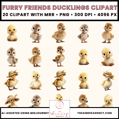 Furry Friends Ducklings Clipart Pack- MRR