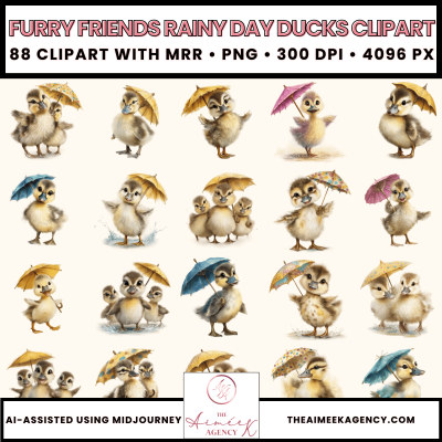 Furry Friends Rainy Day Ducks Clipart Pack- MRR