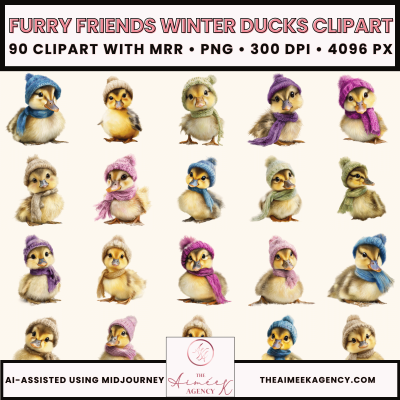 Furry Friends Winter Ducks Clipart Pack- MRR