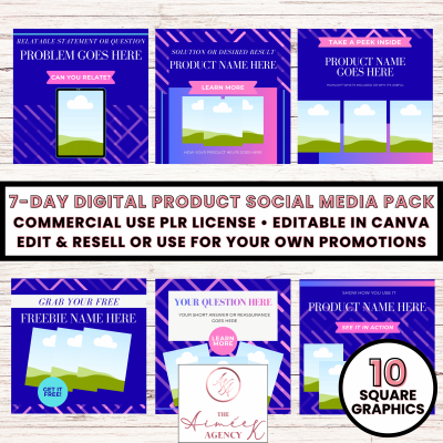 7-Day Digital Product Social Media Pack- PLR