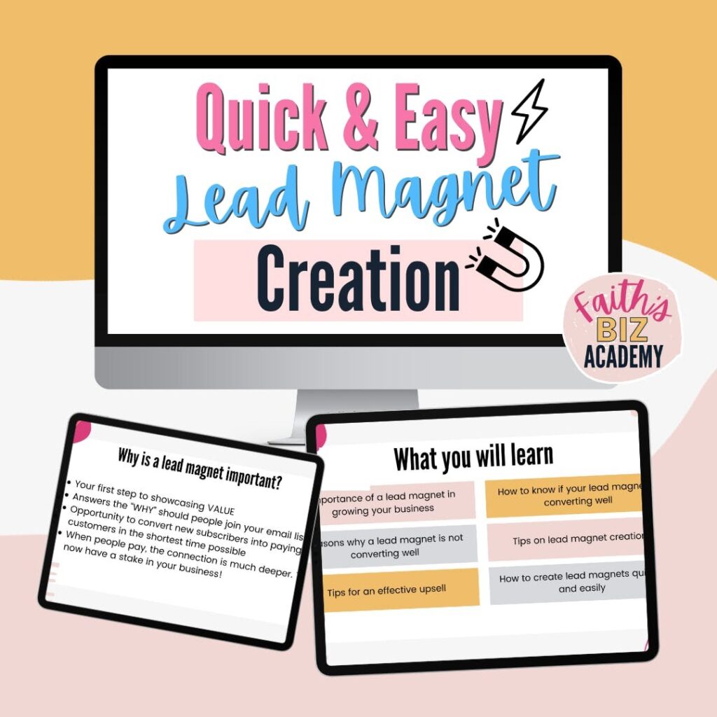 $9 OFFER!! QUICK & EASY LEAD MAGNET CREATION FROM FAITH'S BIZ ACADEMY