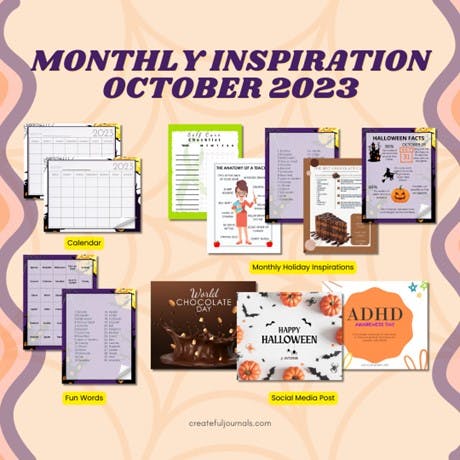 ​MONTHLY INSPIRATION TEMPLATES AND JOURNAL PROMPTS CLUB FROM CREATEFUL JOURNALS
