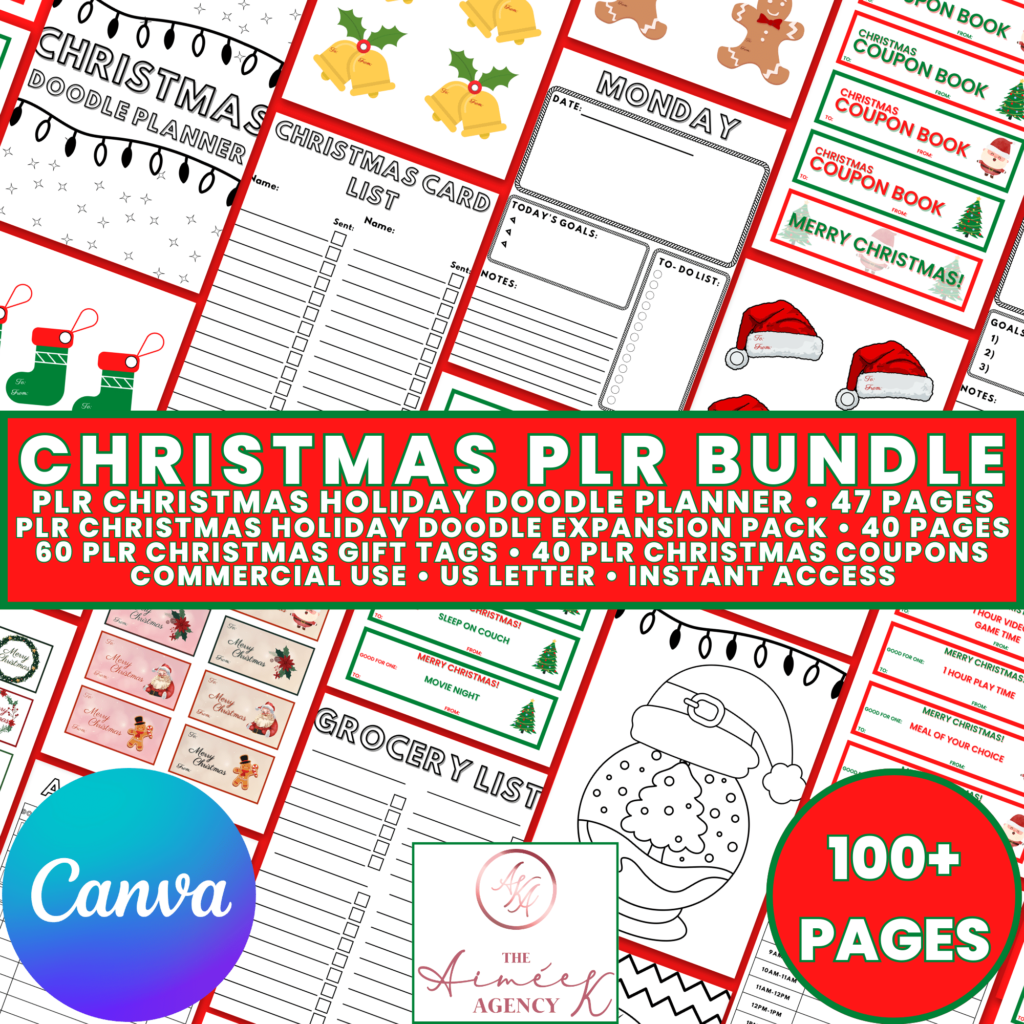 Christmas planners, gift tags and coupons in editable canva templates.