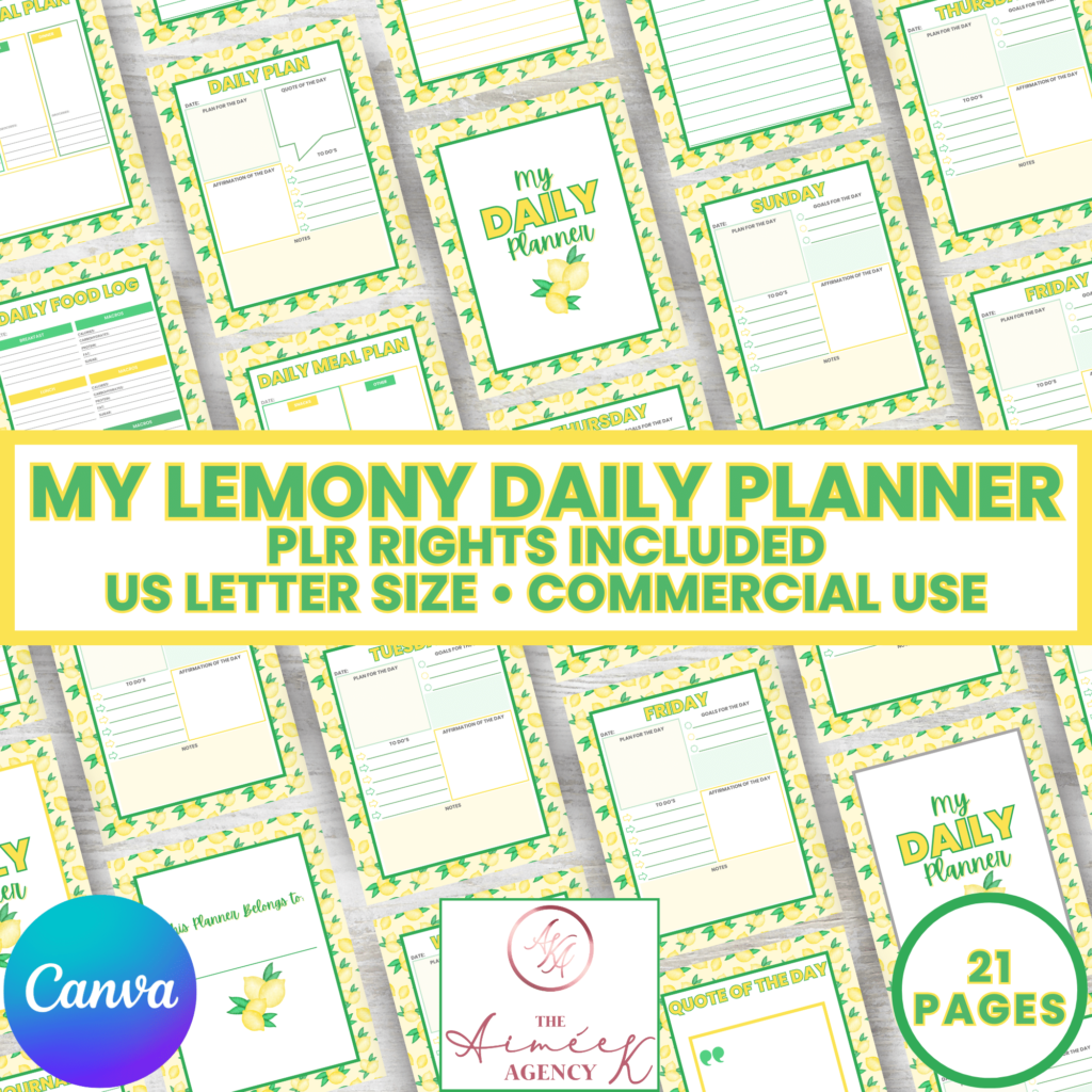 My Lemony Daily Planner with PLR Rights Freebie from The Aimee K Agency