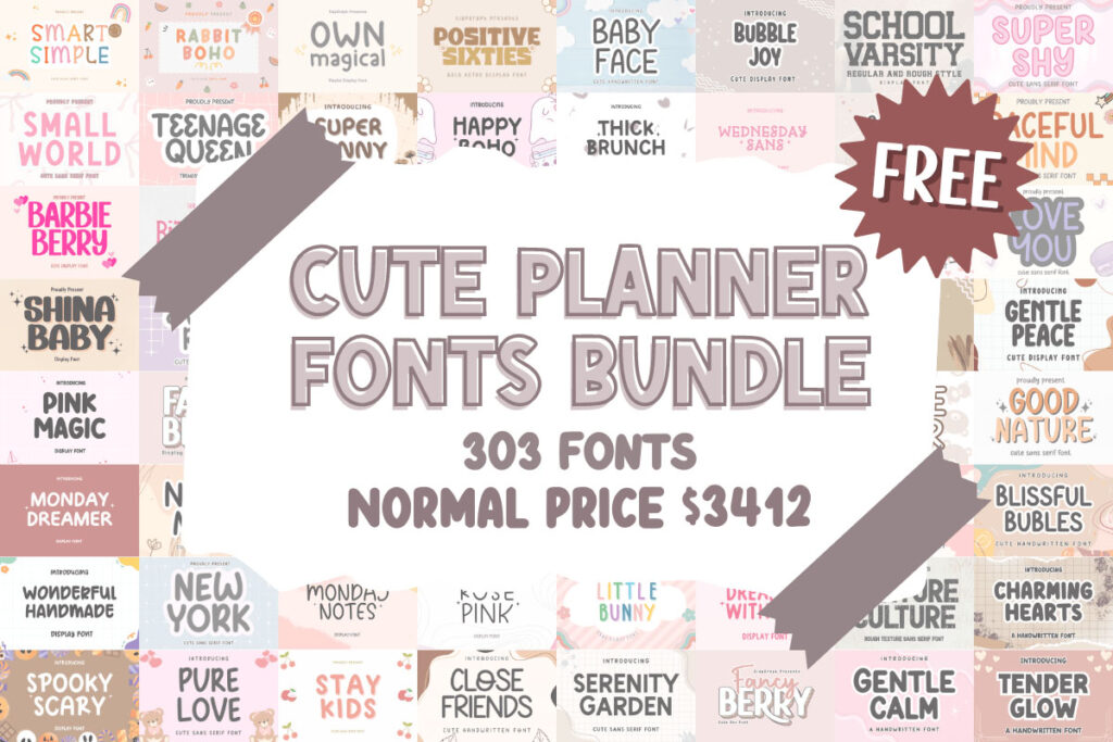 Cute Planner Fonts Bundle from Creative Fabrica
