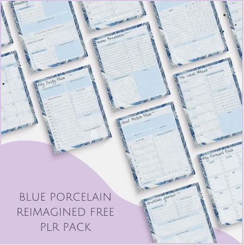Blue Porcelain Reimagined- Free PLR Pack from The Happy Journals Club