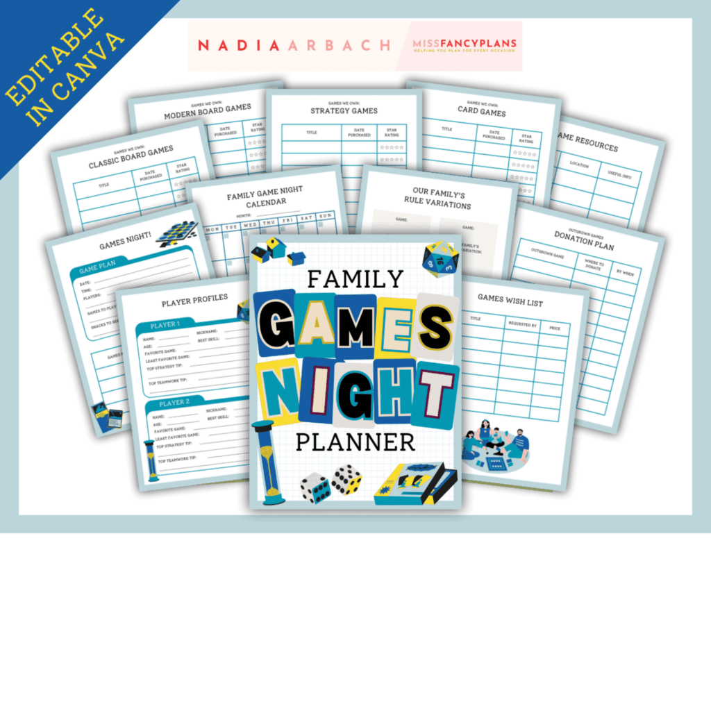 PLR Family Games Night Planner FROM MISS FANCYPLANS, ONLY $7, REGULAR $17, USE COUPON CODE FAMILYGAMES UNTIL NOVEMBER 22ND 2024