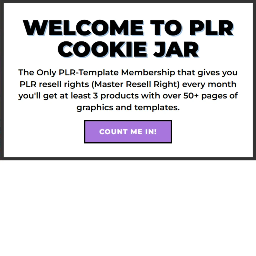 PLR Cookie Jar Membership, monthly done-for-you products, only $14 on your first month