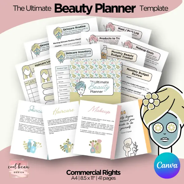 Ultimate Beauty Planner Template from CoolBeanDesign, only $12 (reg. $27) until February 24th 2025