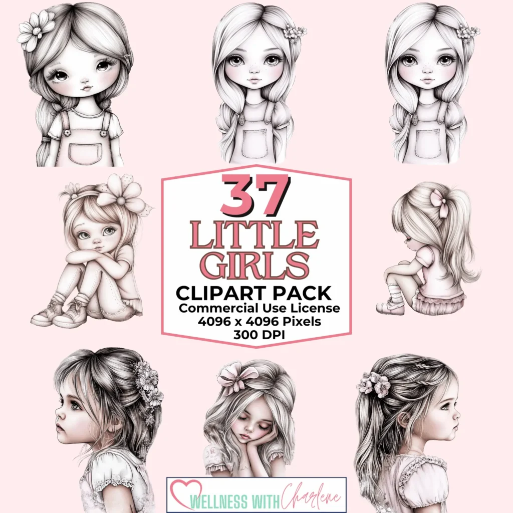 Little Girls Clipart Pack from Wellness with Charlene, only $8.50 (reg. $17) with coupon code LG50SAVE until February 24th 2025