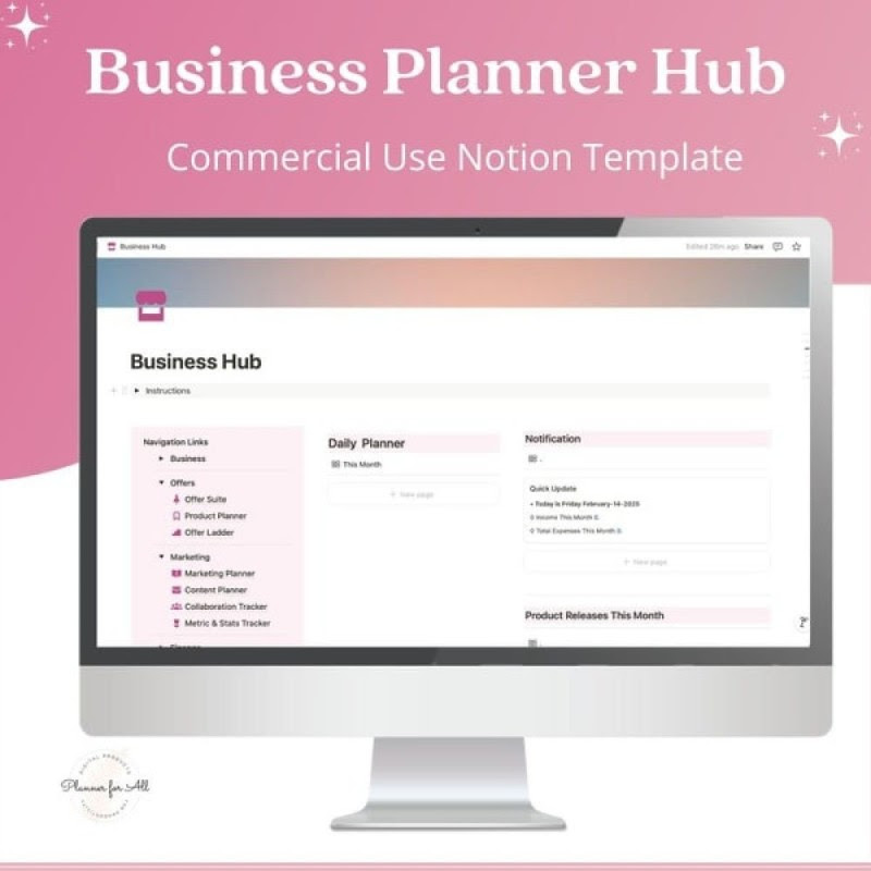 Business Planner Notion Template from Planner for All, only $23 (reg. $47) until February 21st 2025