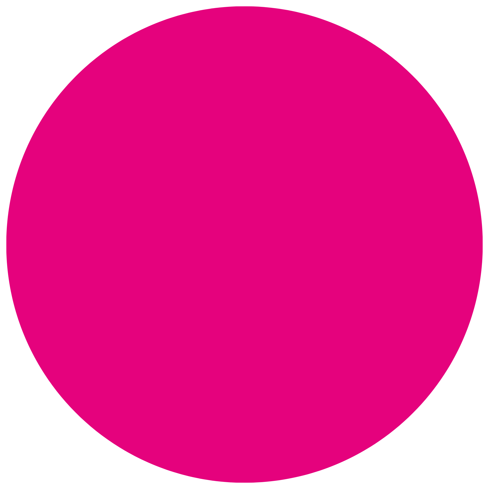 A solid bright pink circle on a white background.