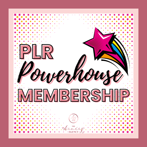 PLR Powerhouse Membership with a bright pink shooting star with rainbow trail